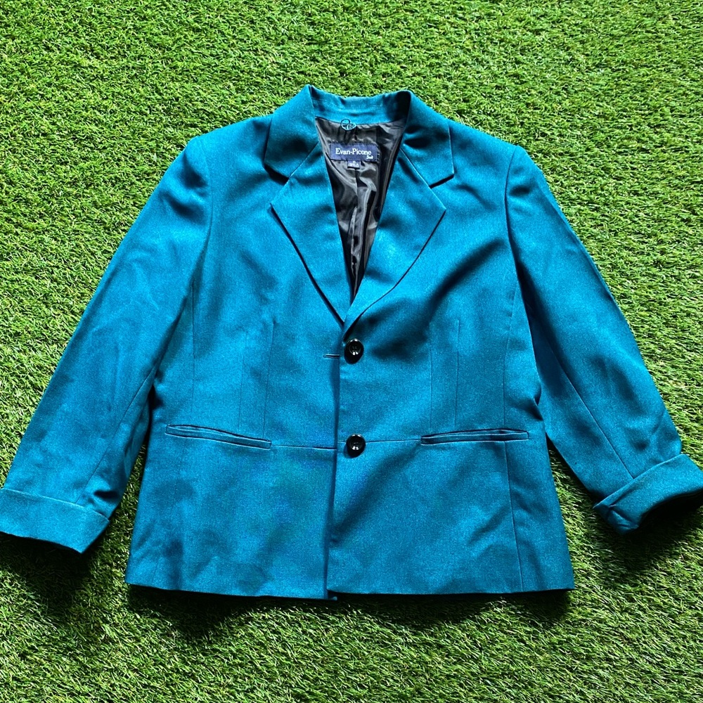 Teal Color Size 14 Blazer with Front Buttons and Pockets
